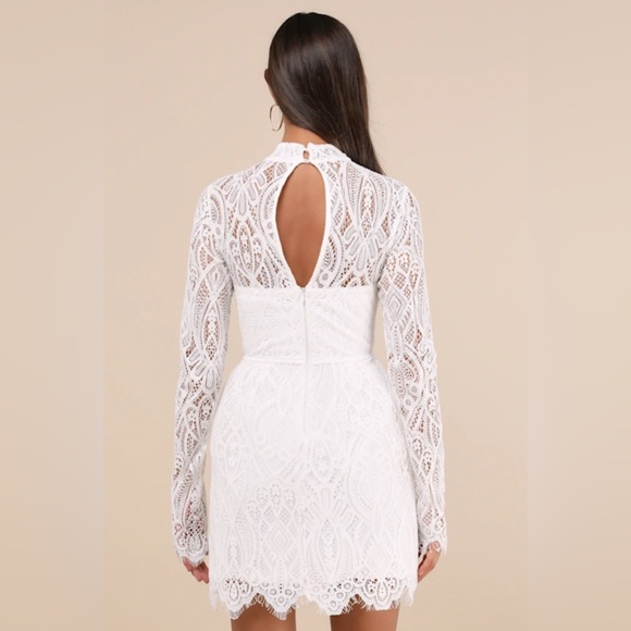 Lulus Gorgeous Attraction White Lace Mini Cocktail Dress NWT Size Large - Picture 2 of 3